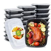 Glotoch 50 Pack 32 oz Meal Prep Containers Reusable, 2 Compartment Food Containers with Lids To Go Containers, Lunch - Microwave,Freezer,Dishwasher Safe - 7DAY'S
