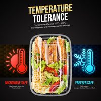 Glotoch 50 Pack 32 oz Meal Prep Containers Reusable, 2 Compartment Food Containers with Lids To Go Containers, Lunch - Microwave,Freezer,Dishwasher Safe - 7DAY'S