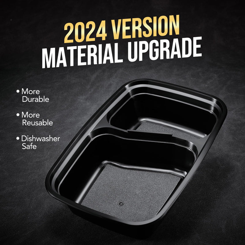 Glotoch 50 Pack 32 oz Meal Prep Containers Reusable, 2 Compartment Food Containers with Lids To Go Containers, Lunch - Microwave,Freezer,Dishwasher Safe - 7DAY'S