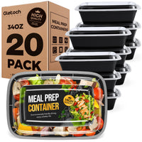 Glotoch 50 Pack 32 oz Meal Prep Containers Reusable, 2 Compartment Food Containers with Lids To Go Containers, Lunch - Microwave,Freezer,Dishwasher Safe - 7DAY'S