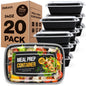 Glotoch 50 Pack 32 oz Meal Prep Containers Reusable, 2 Compartment Food Containers with Lids To Go Containers, Lunch - Microwave,Freezer,Dishwasher Safe - 7DAY'S