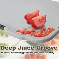 Glotoch Cutting Boards for Kitchen Set of 3, Wheat Straw Chopping Board Dishwasher Safe, BPA Free, Non Slip, 16"X10" Colored Reversible Cutting Board with Stand, Food Icons, Grinder Plate - 7DAY'S