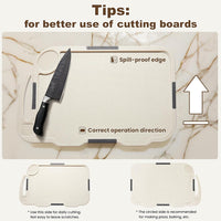 Glotoch Cutting Boards for Kitchen Set of 4, Wheat Straw Chopping Board Dishwasher Safe, BPA Free, Non Slip, 16"X10" Colored Reversible Cutting Board with Stand, Food Icons, Grinder Plate - 7DAY'S