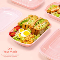 Glotoch Express 50 Pack Pink Meal Prep Containers, 32oz to Go Containers for Food, Disposable Plastic Food Containers with Lids for Microwave Dishwasher Freezer Safe, Pink - 7DAY'S