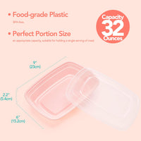 Glotoch Express 50 Pack Pink Meal Prep Containers, 32oz to Go Containers for Food, Disposable Plastic Food Containers with Lids for Microwave Dishwasher Freezer Safe, Pink - 7DAY'S