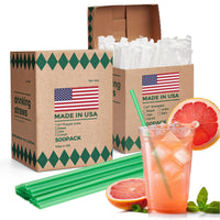 Glotoch Express 500 PCS Individually Wrapped Black Plastic Straws, 7.75'' Long, 0.24'' Diameter Disposable Drinking Straws for Every Occasion, Party, Made in USA - 7DAY'S