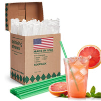 Glotoch Express 500 PCS Individually Wrapped Black Plastic Straws, 7.75'' Long, 0.24'' Diameter Disposable Drinking Straws for Every Occasion, Party, Made in USA - 7DAY'S