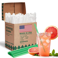 Glotoch Express 500 PCS Individually Wrapped Black Plastic Straws, 7.75'' Long, 0.24'' Diameter Disposable Drinking Straws for Every Occasion, Party, Made in USA - 7DAY'S