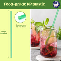 Glotoch Express 500 PCS Individually Wrapped Black Plastic Straws, 7.75'' Long, 0.24'' Diameter Disposable Drinking Straws for Every Occasion, Party, Made in USA - 7DAY'S
