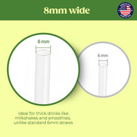 Glotoch Express 500 PCS Smoothie Straws – 10.2 Inch Long, 8mm Diameter Disposable Plastic Drinking Straws, Clear Wide Straw for Milkshakes, Slushies & Kids – Food - Safe, BPA - Free, Made in USA - 7DAY'S