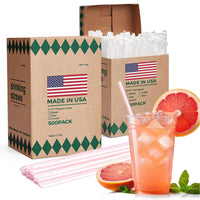 Glotoch Express 500PCS Individually Wrapped Clear Plastic Straws, 7.75'' Long, 0.24'' Diameter Disposable Drinking Straws for Every Occasion, Party, Made in USA - 7DAY'S
