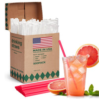 Glotoch Express 500PCS Individually Wrapped Clear Plastic Straws, 7.75'' Long, 0.24'' Diameter Disposable Drinking Straws for Every Occasion, Party, Made in USA - 7DAY'S