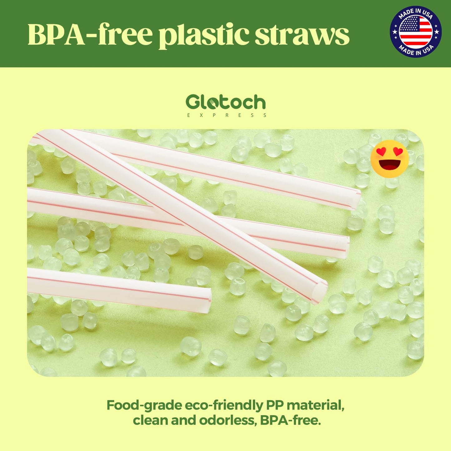 Glotoch Express 500PCS Individually Wrapped Clear Plastic Straws, 7.75'' Long, 0.24'' Diameter Disposable Drinking Straws for Every Occasion, Party, Made in USA - 7DAY'S
