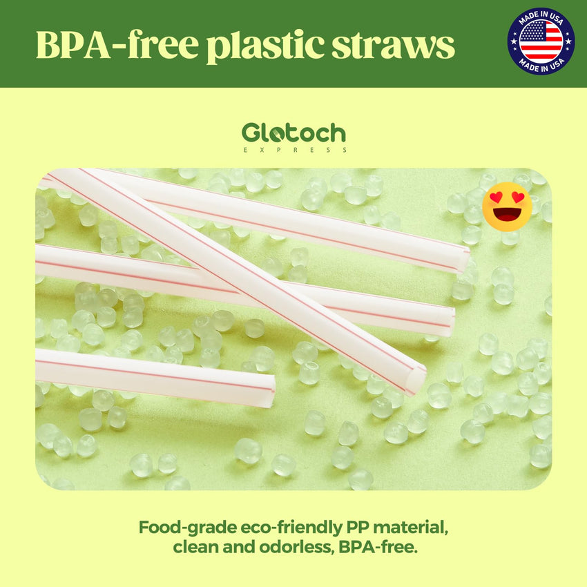 Glotoch Express 500PCS Individually Wrapped Clear Plastic Straws, 7.75'' Long, 0.24'' Diameter Disposable Drinking Straws for Every Occasion, Party, Made in USA - 7DAY'S