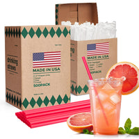 Glotoch Express 500PCS Individually Wrapped Clear Plastic Straws, 7.75'' Long, 0.24'' Diameter Disposable Drinking Straws for Every Occasion, Party, Made in USA - 7DAY'S