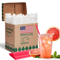 Glotoch Express 500PCS Individually Wrapped Clear Plastic Straws, 7.75'' Long, 0.24'' Diameter Disposable Drinking Straws for Every Occasion, Party, Made in USA - 7DAY'S