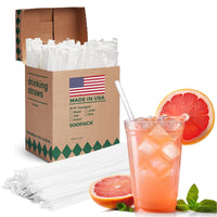 Glotoch Express 500PCS Individually Wrapped Clear Plastic Straws, 7.75'' Long, 0.24'' Diameter Disposable Drinking Straws for Every Occasion, Party, Made in USA - 7DAY'S