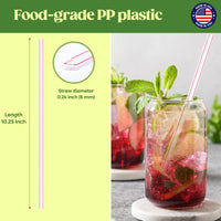 Glotoch Express 500PCS Individually Wrapped Clear Plastic Straws, 7.75'' Long, 0.24'' Diameter Disposable Drinking Straws for Every Occasion, Party, Made in USA - 7DAY'S