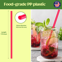 Glotoch Express 500PCS Individually Wrapped Clear Plastic Straws, 7.75'' Long, 0.24'' Diameter Disposable Drinking Straws for Every Occasion, Party, Made in USA - 7DAY'S