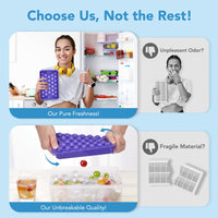 Glotoch Ice Cube Tray for Freezer with Bin BPA Free Plastic, Round Diamond Shape Mini 1 Inch Ice Cube for Coffee,Whiskey,Cocktail, Easy Release Ice Cube Mold Set of 2 (Total 62 Mini Ice Balls) - 7DAY'S