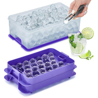 Glotoch Ice Cube Tray for Freezer with Bin BPA Free Plastic, Round Diamond Shape Mini 1 Inch Ice Cube for Coffee,Whiskey,Cocktail, Easy Release Ice Cube Mold Set of 2 (Total 62 Mini Ice Balls) - 7DAY'S