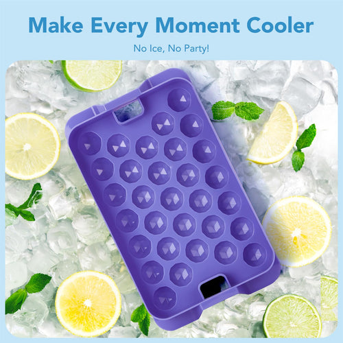 Glotoch Ice Cube Tray for Freezer with Bin BPA Free Plastic, Round Diamond Shape Mini 1 Inch Ice Cube for Coffee,Whiskey,Cocktail, Easy Release Ice Cube Mold Set of 2 (Total 62 Mini Ice Balls) - 7DAY'S