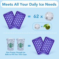 Glotoch Ice Cube Tray for Freezer with Bin BPA Free Plastic, Round Diamond Shape Mini 1 Inch Ice Cube for Coffee,Whiskey,Cocktail, Easy Release Ice Cube Mold Set of 2 (Total 62 Mini Ice Balls) - 7DAY'S