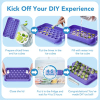 Glotoch Ice Cube Tray for Freezer with Bin BPA Free Plastic, Round Diamond Shape Mini 1 Inch Ice Cube for Coffee,Whiskey,Cocktail, Easy Release Ice Cube Mold Set of 2 (Total 62 Mini Ice Balls) - 7DAY'S
