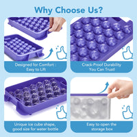 Glotoch Ice Cube Tray for Freezer with Bin BPA Free Plastic, Round Diamond Shape Mini 1 Inch Ice Cube for Coffee,Whiskey,Cocktail, Easy Release Ice Cube Mold Set of 2 (Total 62 Mini Ice Balls) - 7DAY'S