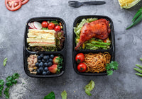 Glotoch Meal Prep Container,100Pack 1,2 Compartment Reusable Food Storage Containers For Lunch, Leftover.Disposable Black Plastic Containers With Lids To Go Container - BPA - Free Microwave Safe 32oz - 7DAY'S