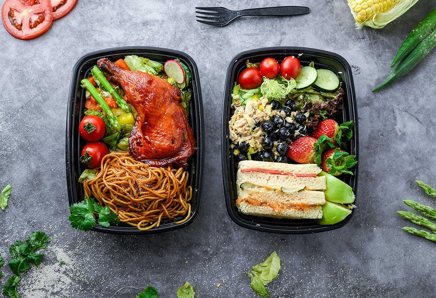 Glotoch Meal Prep Container,100Pack 1,2 Compartment Reusable Food Storage Containers For Lunch, Leftover.Disposable Black Plastic Containers With Lids To Go Container - BPA - Free Microwave Safe 32oz - 7DAY'S