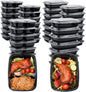 Glotoch Meal Prep Container,100Pack 1,2 Compartment Reusable Food Storage Containers For Lunch, Leftover.Disposable Black Plastic Containers With Lids To Go Container - BPA - Free Microwave Safe 32oz - 7DAY'S