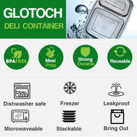 Glotoch Meal Prep Container,100Pack 1,2 Compartment Reusable Food Storage Containers For Lunch, Leftover.Disposable Black Plastic Containers With Lids To Go Container - BPA - Free Microwave Safe 32oz - 7DAY'S