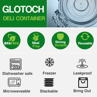 Glotoch Meal Prep Food Container 50 Pack, Disposable with Lids, Durable To Go Containers, for Takeout, Salad , Microwave Safe, BPA - Free, Stackable - 16 OZ - 7DAY'S