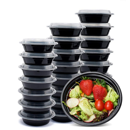 Glotoch Meal Prep Food Container 50 Pack, Disposable with Lids, Durable To Go Containers, for Takeout, Salad , Microwave Safe, BPA - Free, Stackable - 16 OZ - 7DAY'S