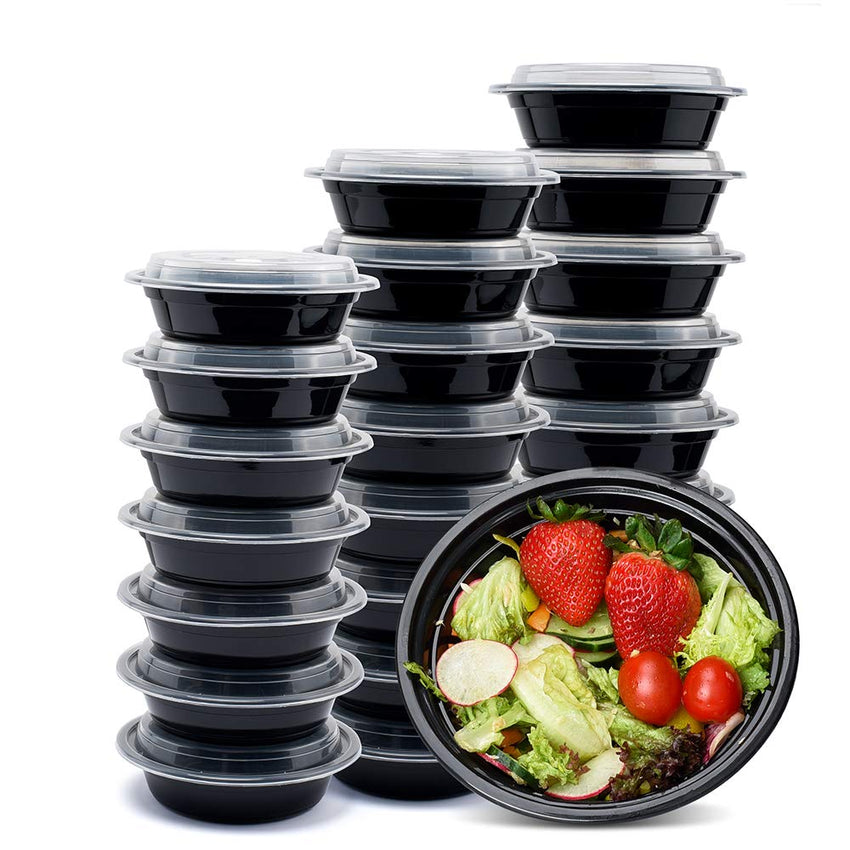 Glotoch Meal Prep Food Container 50 Pack, Disposable with Lids, Durable To Go Containers, for Takeout, Salad , Microwave Safe, BPA - Free, Stackable - 16 OZ - 7DAY'S