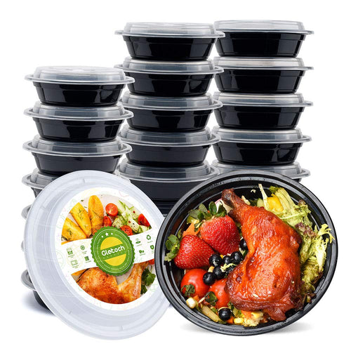Glotoch Meal Prep Food Container 50 Pack, Disposable with Lids, Durable To Go Containers, for Takeout, Salad , Microwave Safe, BPA - Free, Stackable - 16 OZ - 7DAY'S