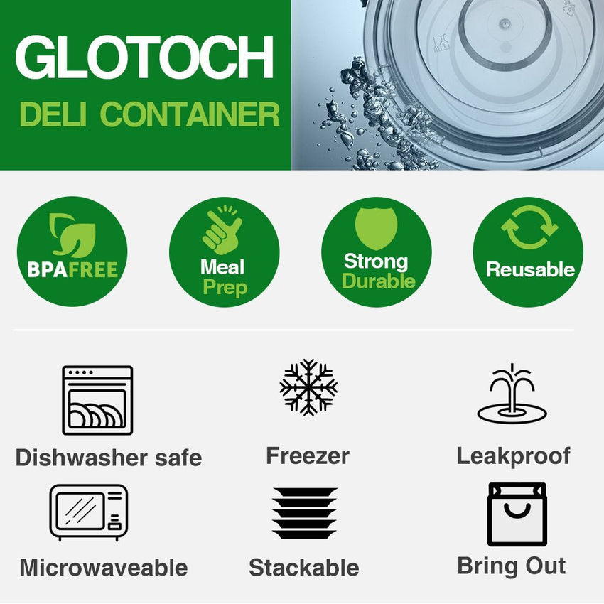 Glotoch Meal Prep Food Container 50 Pack, Disposable with Lids, Durable To Go Containers, for Takeout, Salad , Microwave Safe, BPA - Free, Stackable - 16 OZ - 7DAY'S