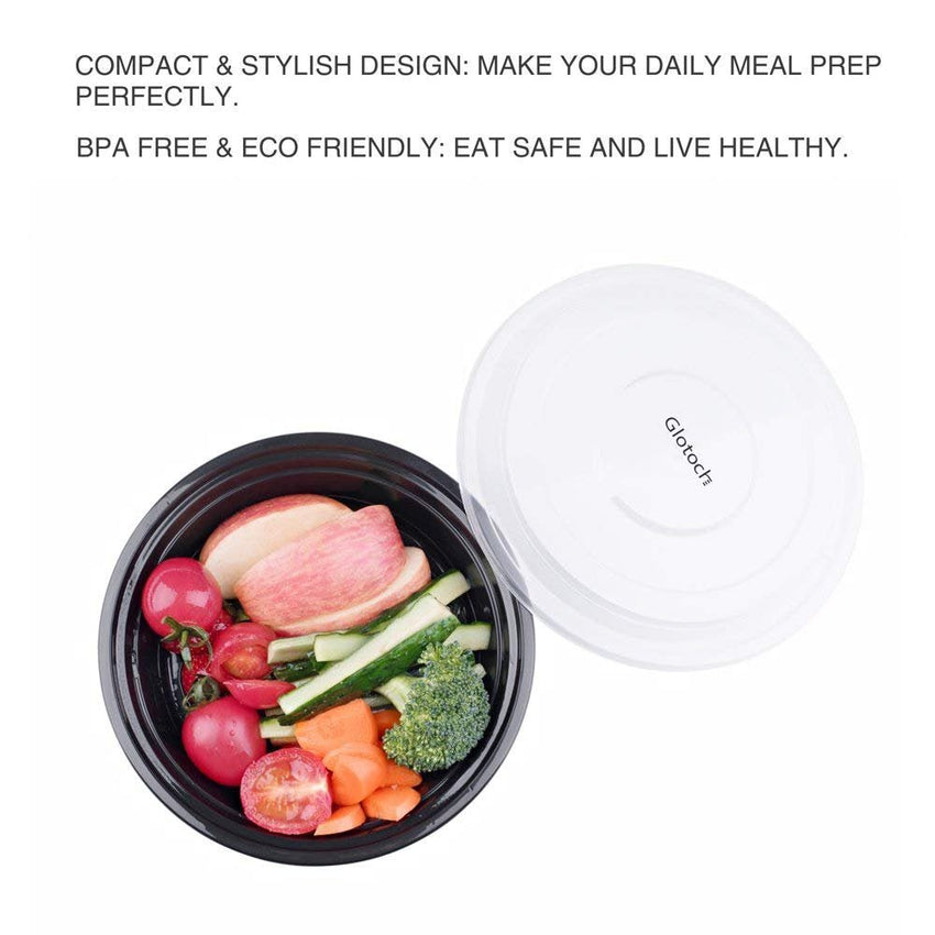 Glotoch Meal Prep Food Container 50 Pack, Disposable with Lids, Durable To Go Containers, for Takeout, Salad , Microwave Safe, BPA - Free, Stackable - 16 OZ - 7DAY'S