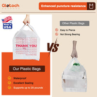 Glotoch Plastic Thank You Bags 1000 Count, 12" x 6.5" x 21" White Grocery Bags with Handles for Restaurant, Retail, Grocery Store, Takeout, Convenience Stores, T-shirt Shopping Bag in Bulk - 7DAY'S