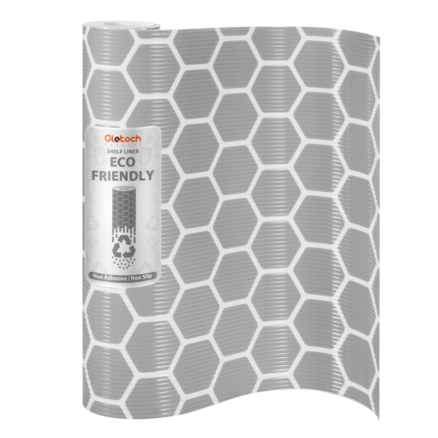 Glotoch Shelf Liner for Kitchen Cabinets Non Adhesive, 12" x20FT(240 Inch) Non Slip Drawer Liners, Waterproof Shelf Paper Closet Liners for Refrigerator Gray - 7DAY'S