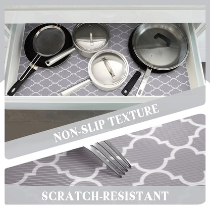 Glotoch Shelf Liner for Kitchen Cabinets Non Adhesive, 12" x20FT(240 Inch) Non Slip Drawer Liners, Waterproof Shelf Paper Closet Liners for Refrigerator Gray - 7DAY'S