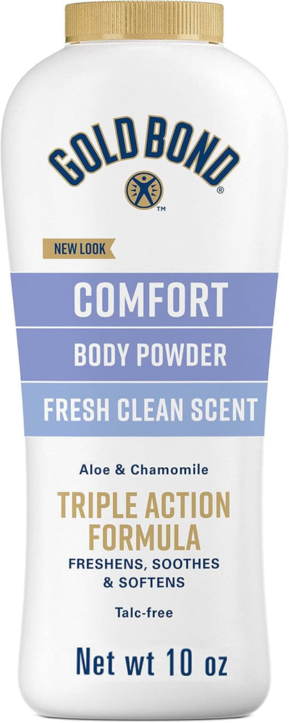 Gold Bond Comfort Body Powder, 10 oz., Talc - Free, Fresh Clean Scent With Aloe & Chamomile - 7DAY'S