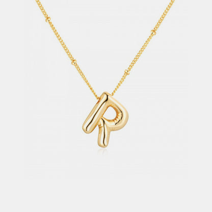 Gold - Plated Bubble Initial Necklace - 7DAY'S