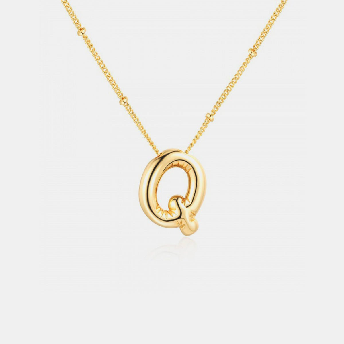 Gold - Plated Bubble Initial Necklace - 7DAY'S