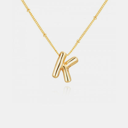 Gold - Plated Bubble Initial Necklace - 7DAY'S