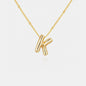 Gold - Plated Bubble Initial Necklace - 7DAY'S