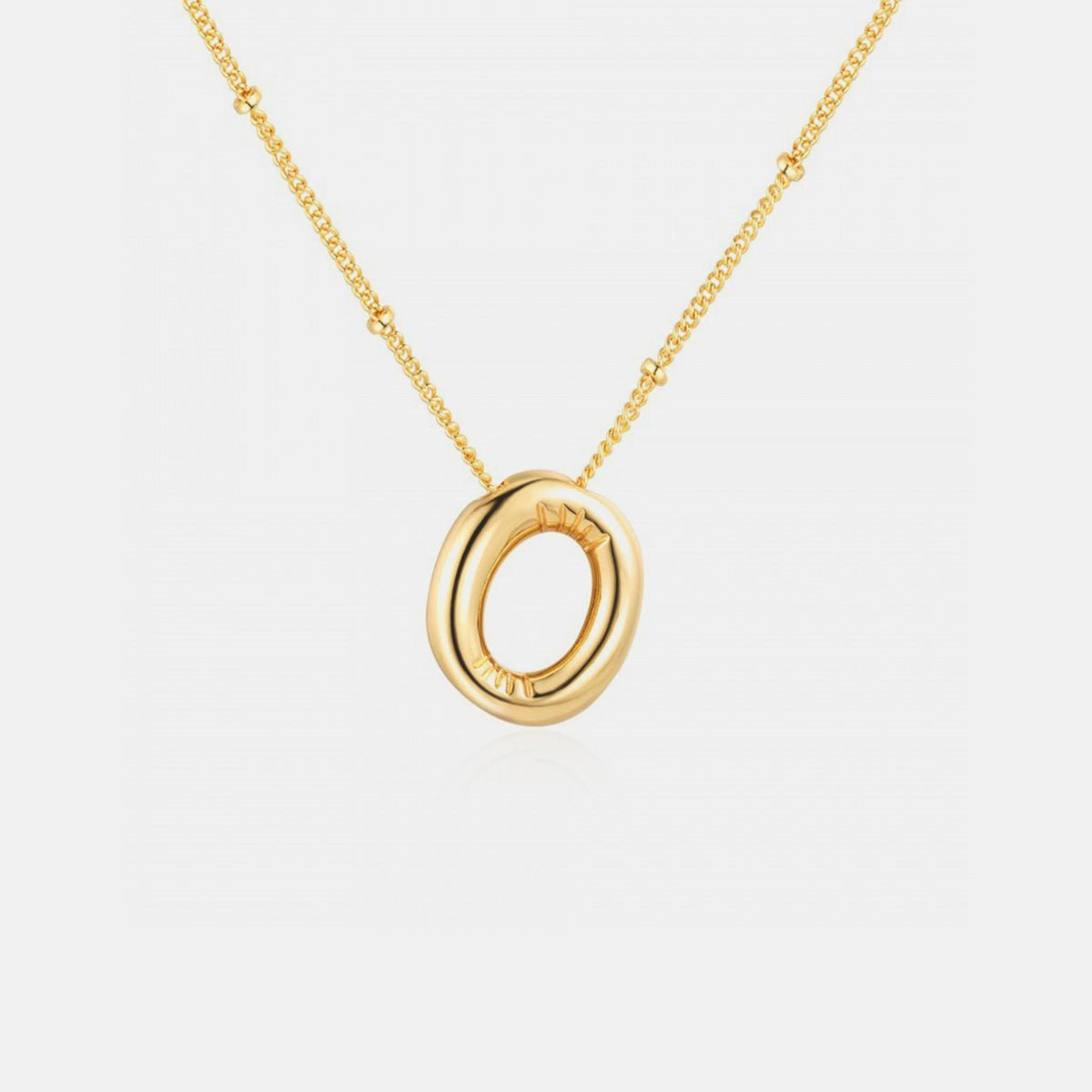 Gold - Plated Bubble Initial Necklace - 7DAY'S