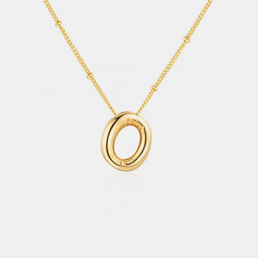 Gold - Plated Bubble Initial Necklace - 7DAY'S