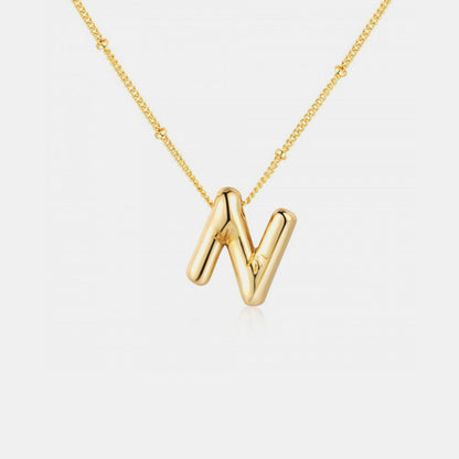 Gold - Plated Bubble Initial Necklace - 7DAY'S